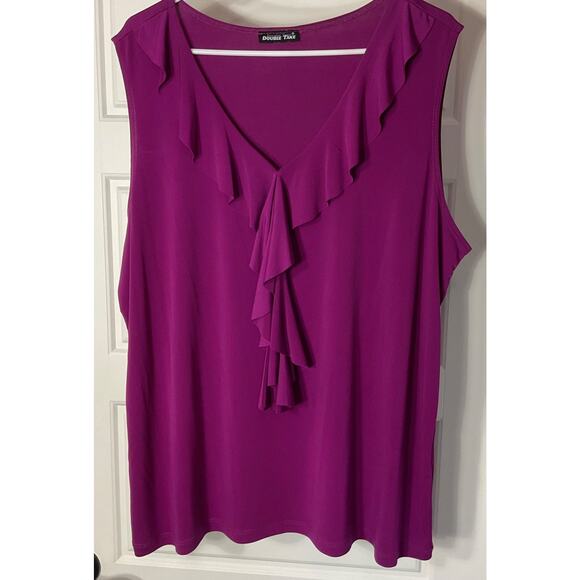 Double Take Purple Ruffle Sleeveless Feminine Party Tank 3X - Picture 1 of 4
